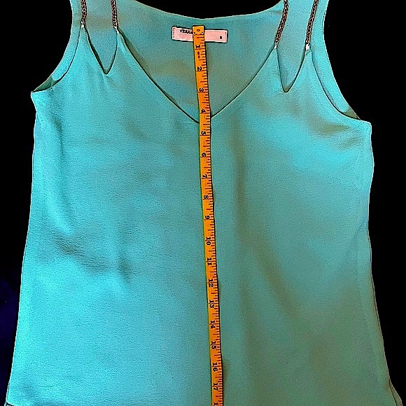 VERA & LUCY Light Green TANK TOP BLOUSE w/thin gold link straps•HP - Picture 7 of 9